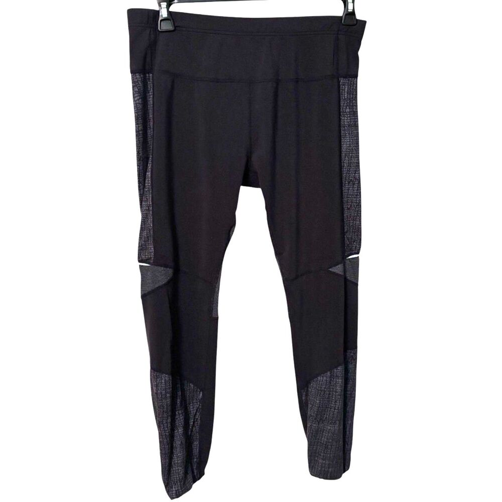 prAna XL Black Panel Crop Leggings Athletic Yoga Running Pants